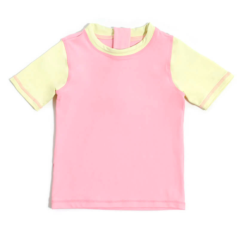 Camiseta Manga Curta Feminina Infanti Rosa e Amarelo - TAM1